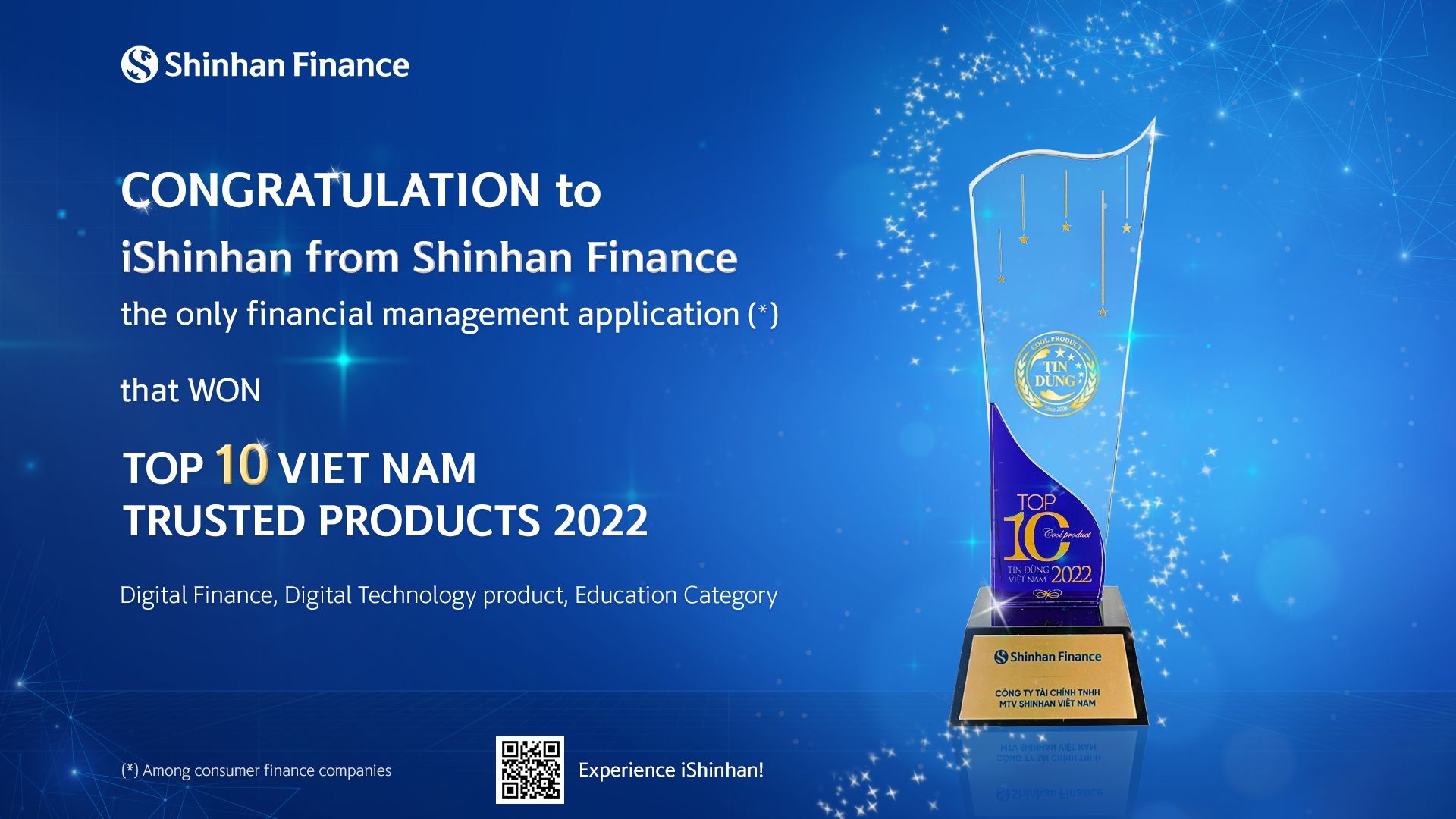 iShinhan from Shinhan Finance won Top 10 Vietnam Trusted Products 2022