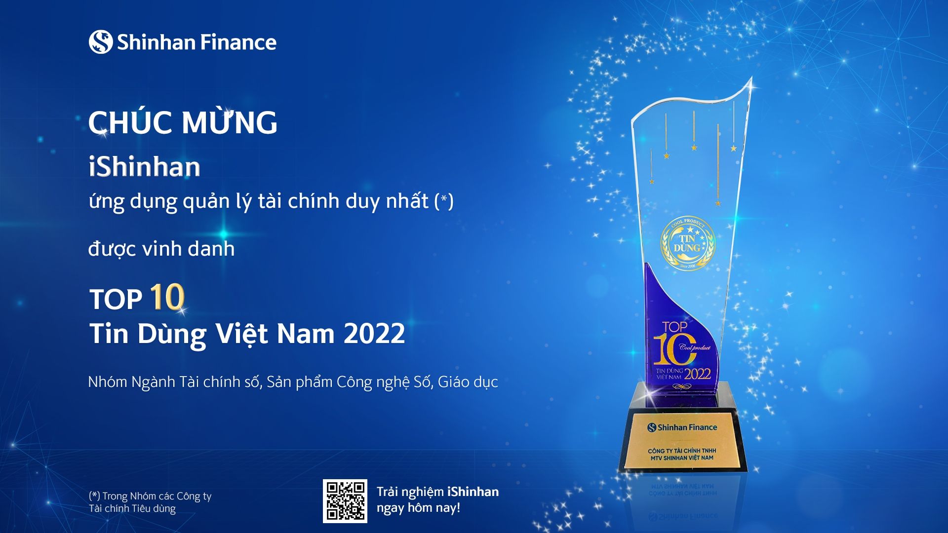 iShinhan đạt top 10 Tin Dùng Việt Nam 2022